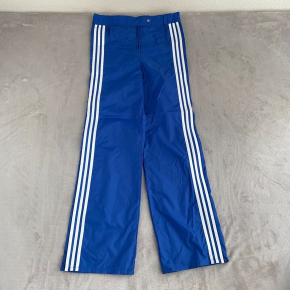 adidas Other - Vintage Adidas Track Pants Men Large (32x32) Blue Nylon 3 Stripes Ankle Zip 80s